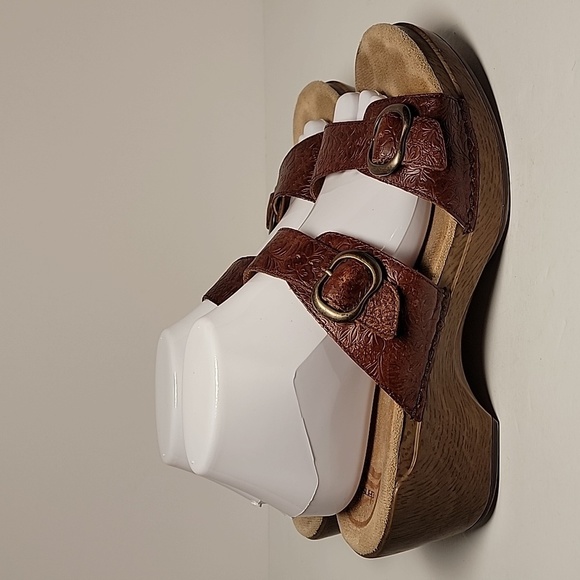 Dansko Sophie Two Strap Slide Sandal Clog Shoes Brown Floral Leather 41 7.5 8 - Picture 5 of 13